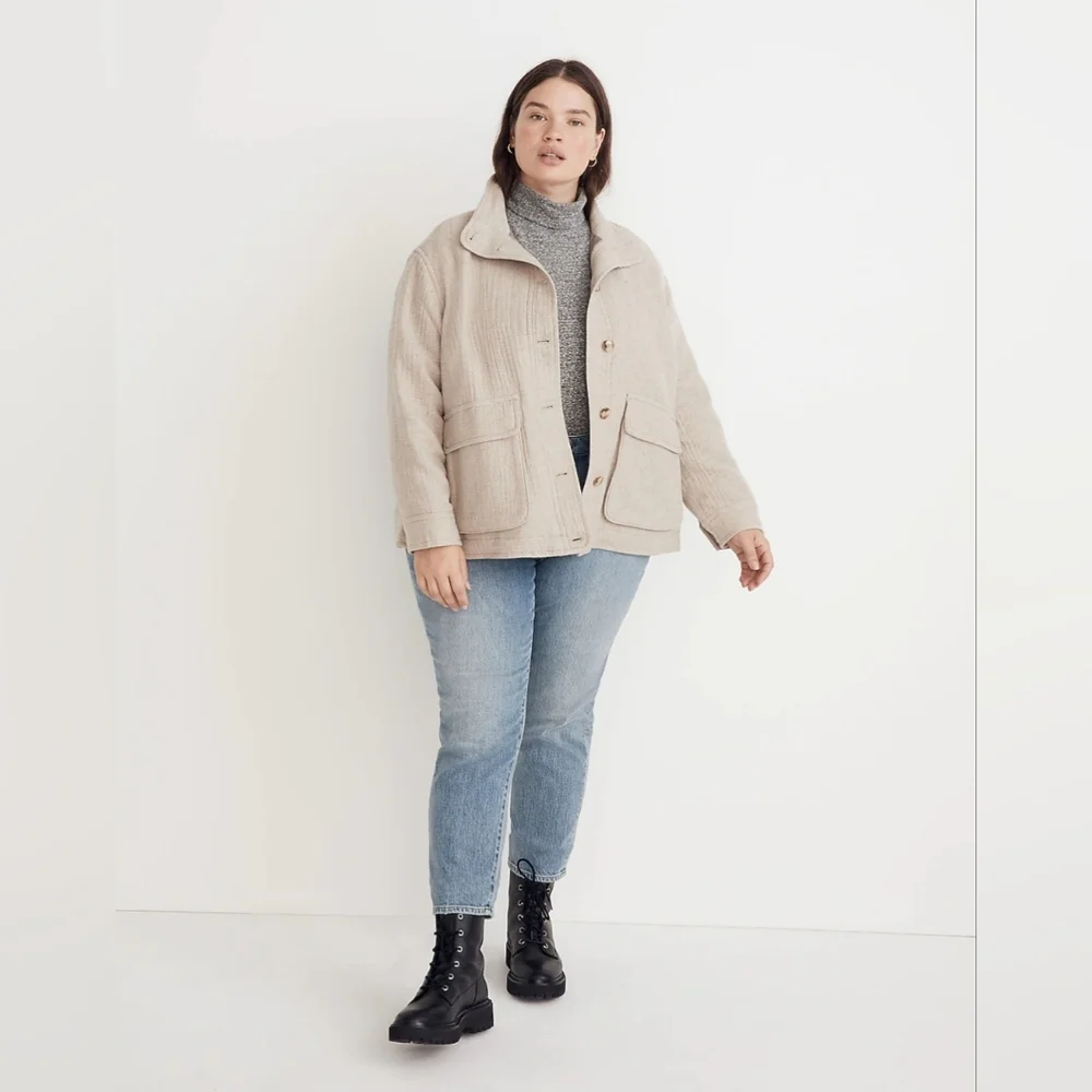 Madewell Clairmont Crop Jacket Plus Size 4X Heather Natural Wool Blend NEW!